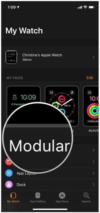 iOS 12 Watch App, my faces, modular