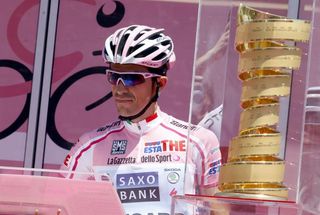 Alberto Contador in the maglia rosa at the 2011 Giro