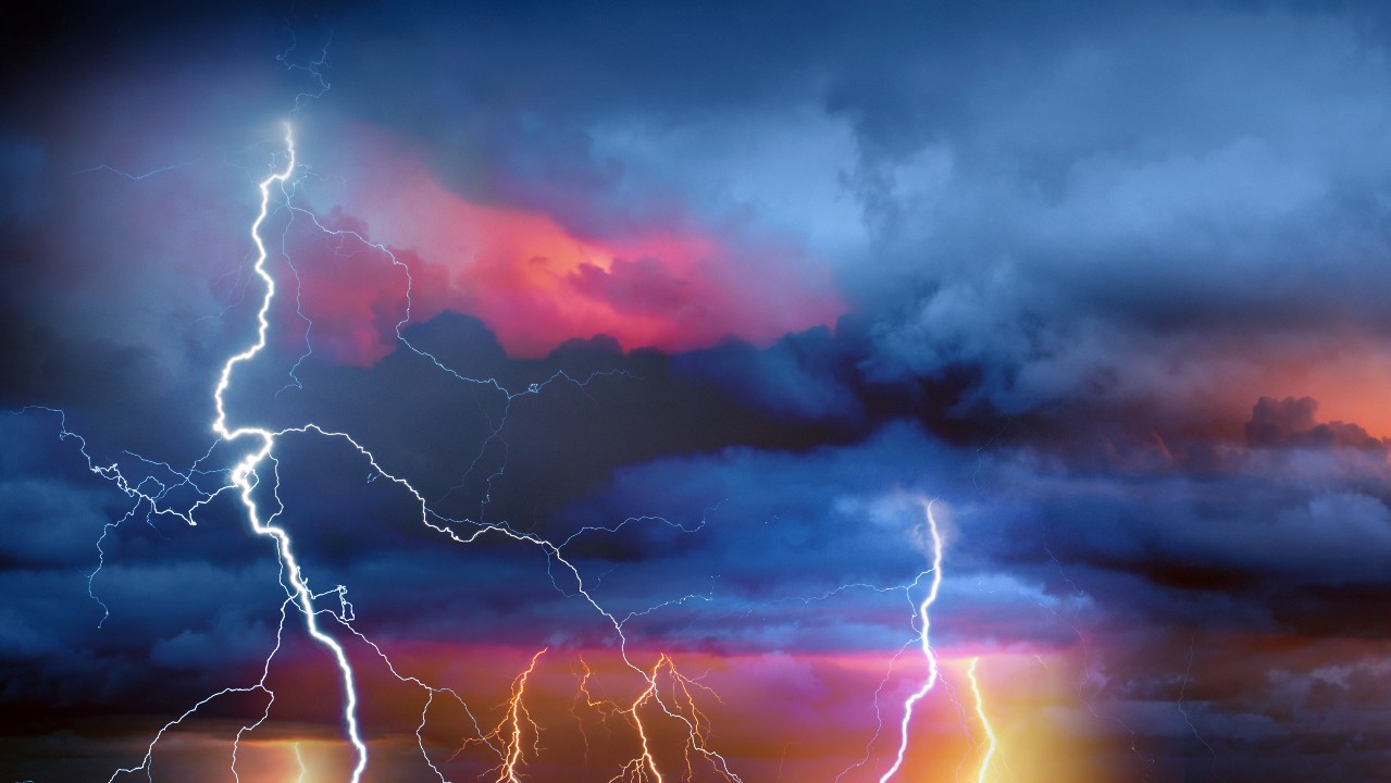 Lightning over the ocean