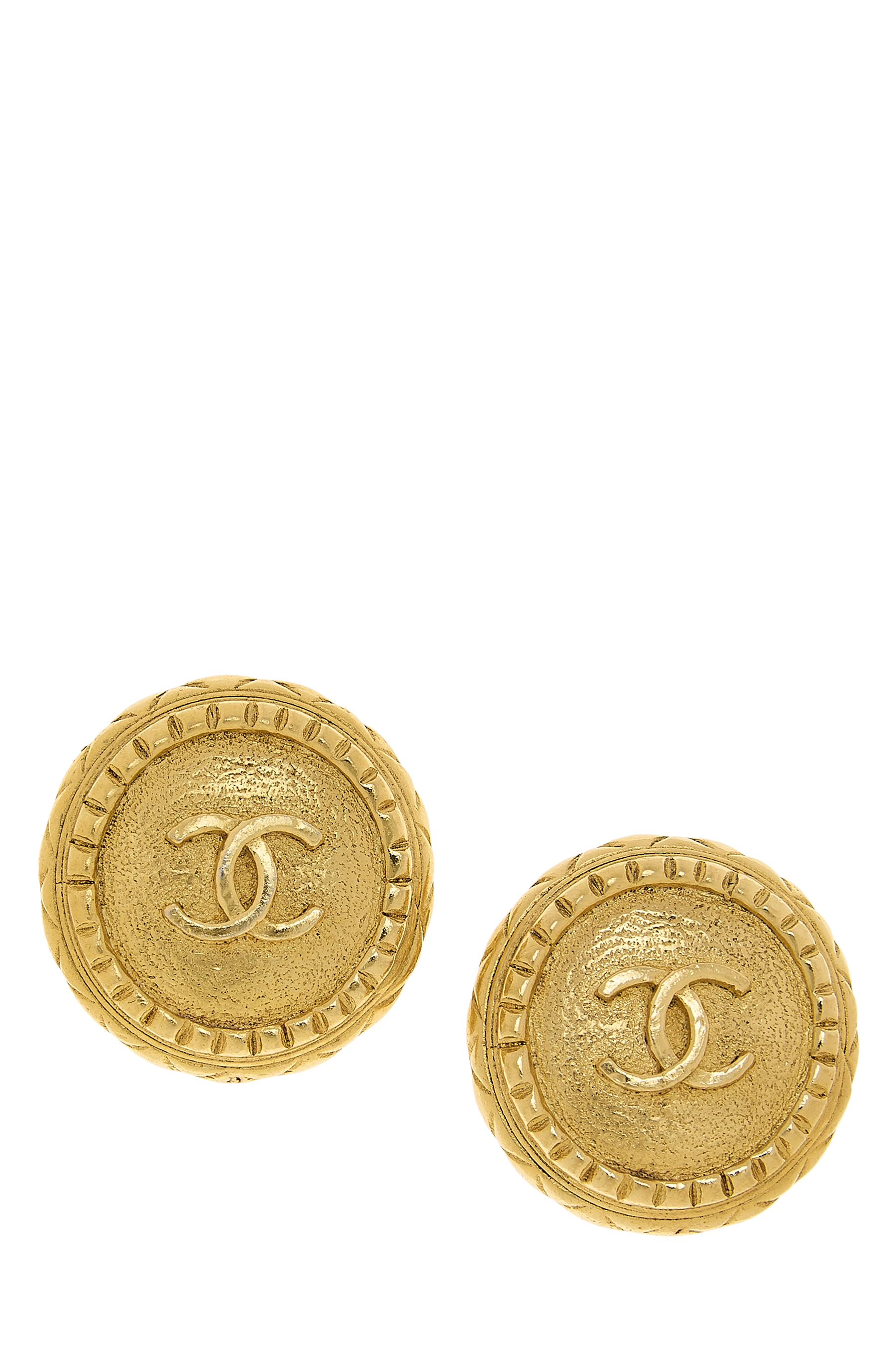 Gold 'cc' Round Earrings