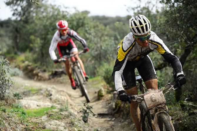 Riders on singletrack on day 3