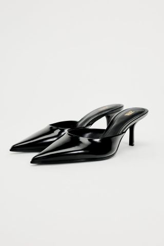 Zara high-heel mules with patent finish