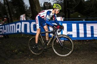 Gavin Haley getting after a fast descent at World Cup Namur.