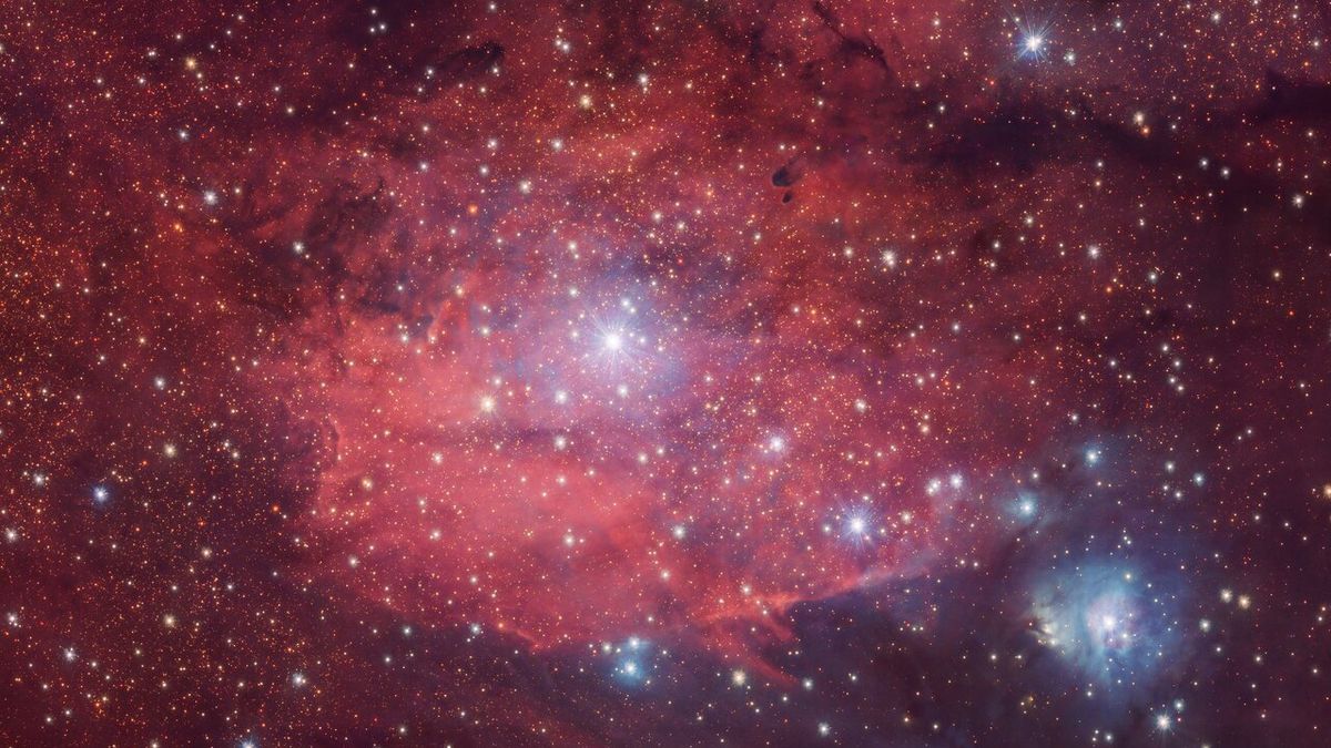 La nébuleuse brille en rose-rouge sur cette superbe nouvelle image du télescope de l’ESO