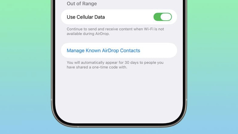An AirDrop update in an iOS 26.2 beta