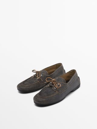 Massimo Dutti, Cracked Leather Deck Shoes