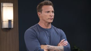 Steve Burton as Jason in a blue shirt in General Hospital