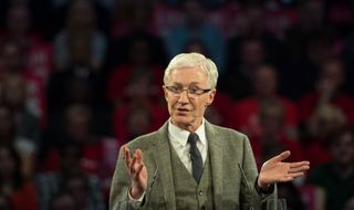 Paul O'Grady speaks at a Labour rally