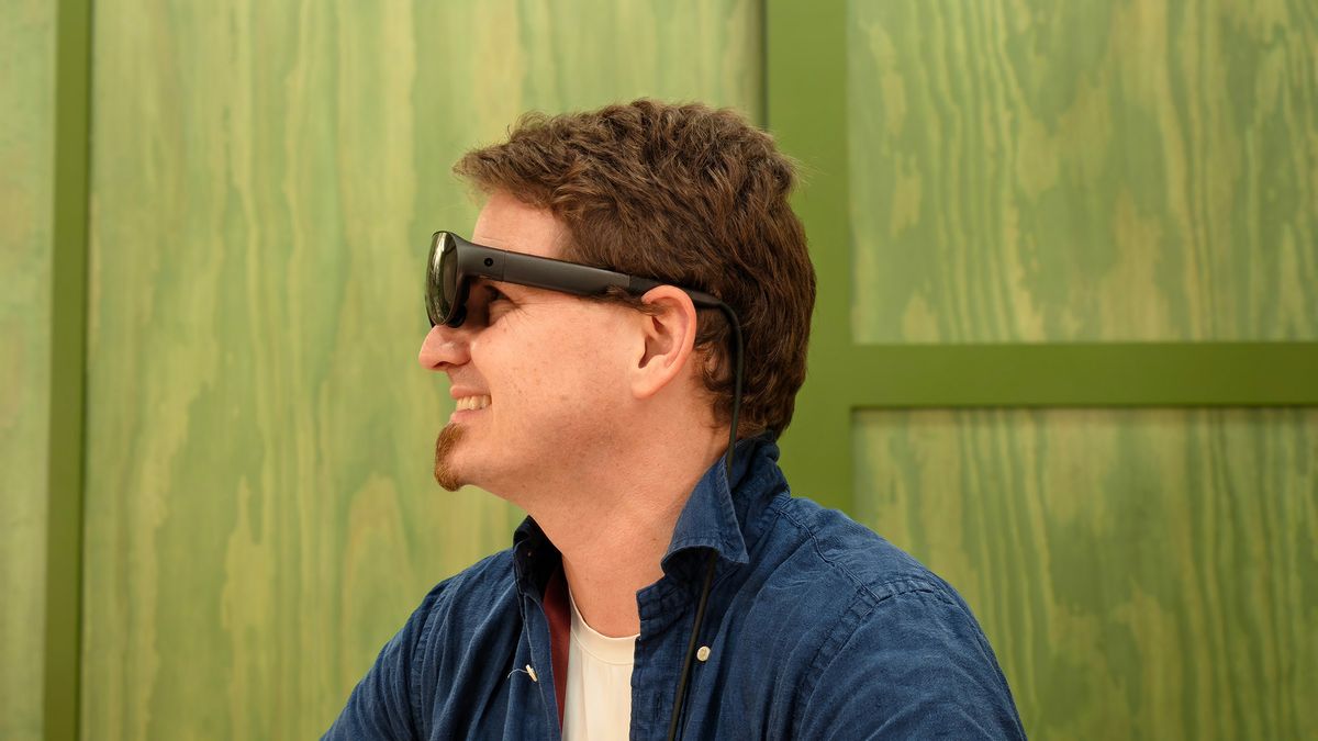 Wearing the standard-sized Meta VR glasses