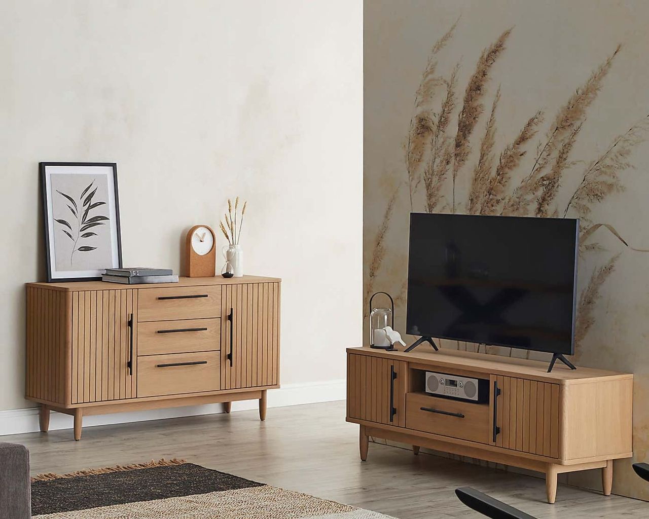 Dunelm Akina Oak Wide TV Stand