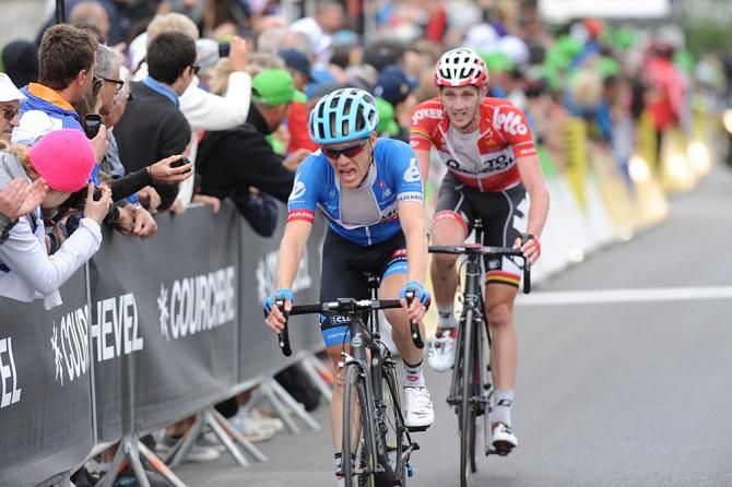 Andrew Talansky (Garmin-Sharp) tries to gain as much time as possible during the stage 8 finale