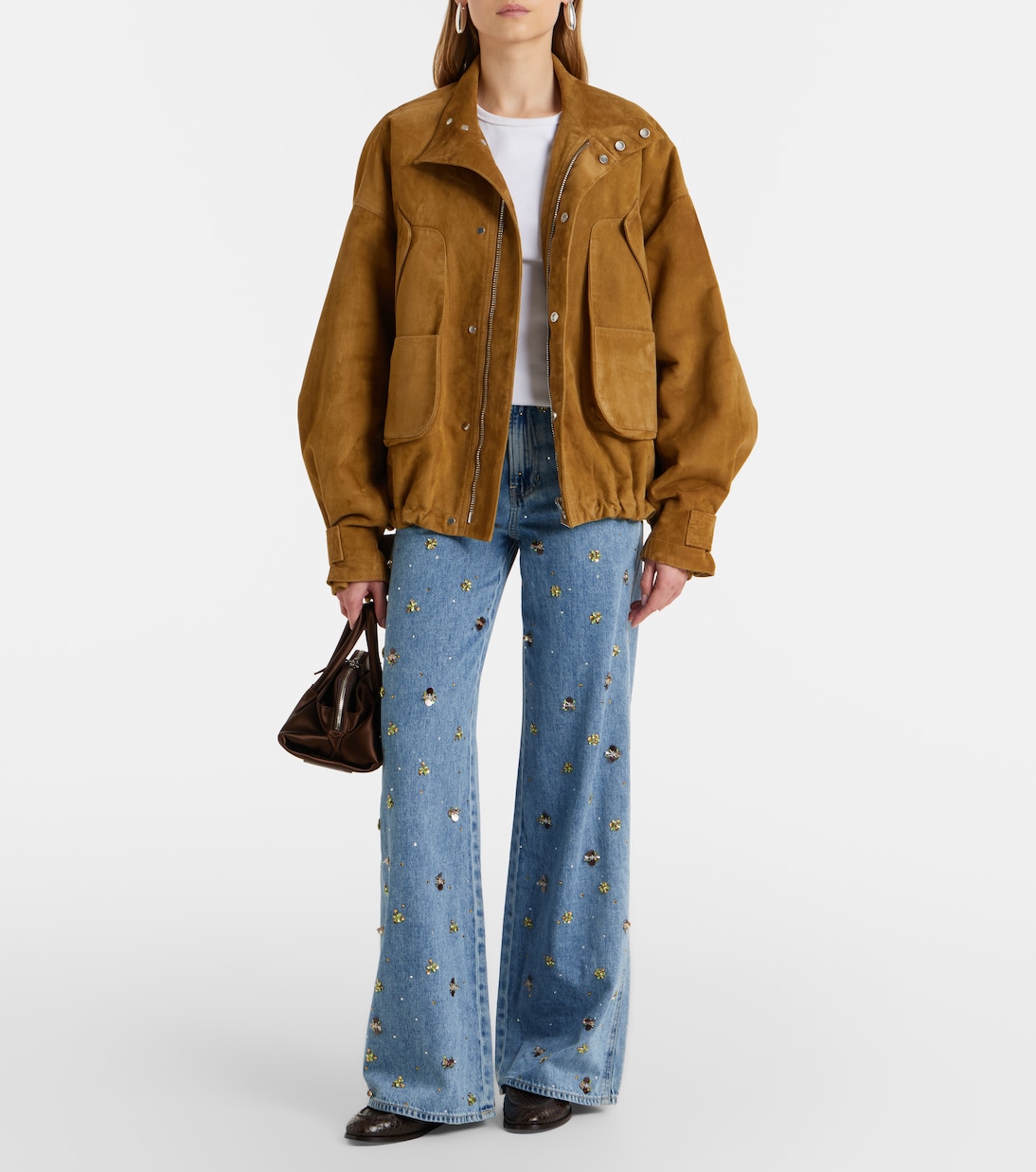 Kasey Embellished Flared Jeans in Blue - Veronica Beard