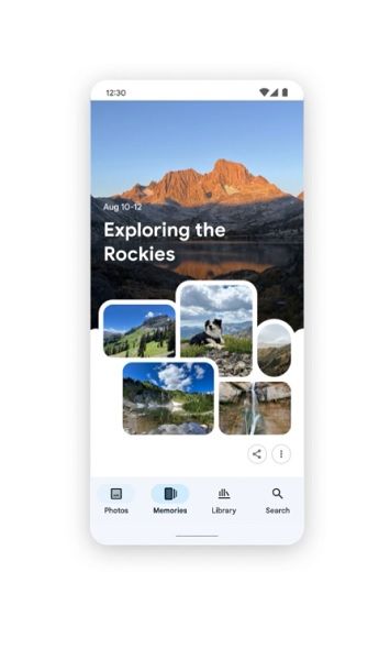 Google Photos' new Memories view timeline.