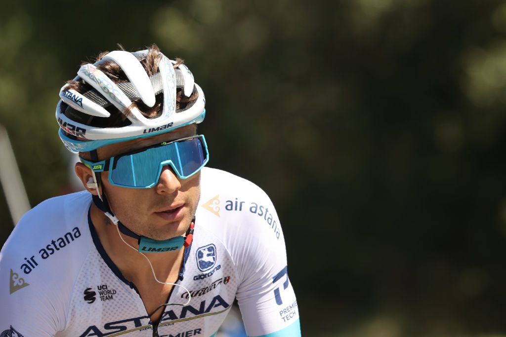 Team Astana rider Kazakhstans Alexey Lutsenko rides during the 6th stage of the 107th edition of the Tour de France cycling race 191 km between Le Teil and Mont Aigoual on September 3 2020 Photo by KENZO TRIBOUILLARD AFP Photo by KENZO TRIBOUILLARDAFP via Getty Images