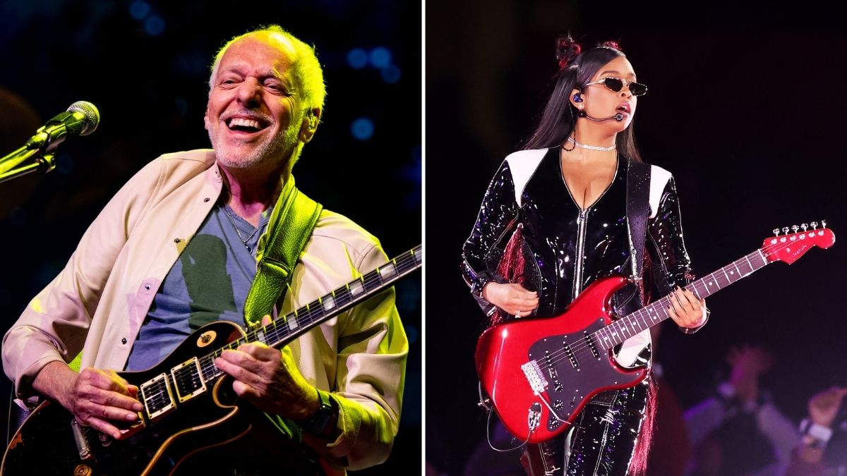 Peter Frampton performs onstage at Yaamava&rsquo; Theater at Yaamava&rsquo; Resort &amp; Casino on June 23, 2025, and H.E.R performs onstage during the Apple Music Super Bowl LVIII Halftime Show