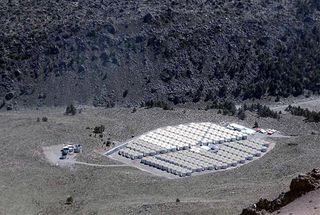 The HAWC array, viewed from the summit of Sierra Negra.