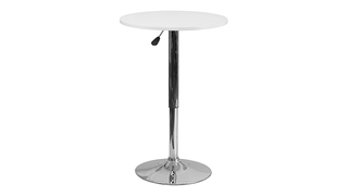 Flash Furniture Round Adjustable Height White Wood Table