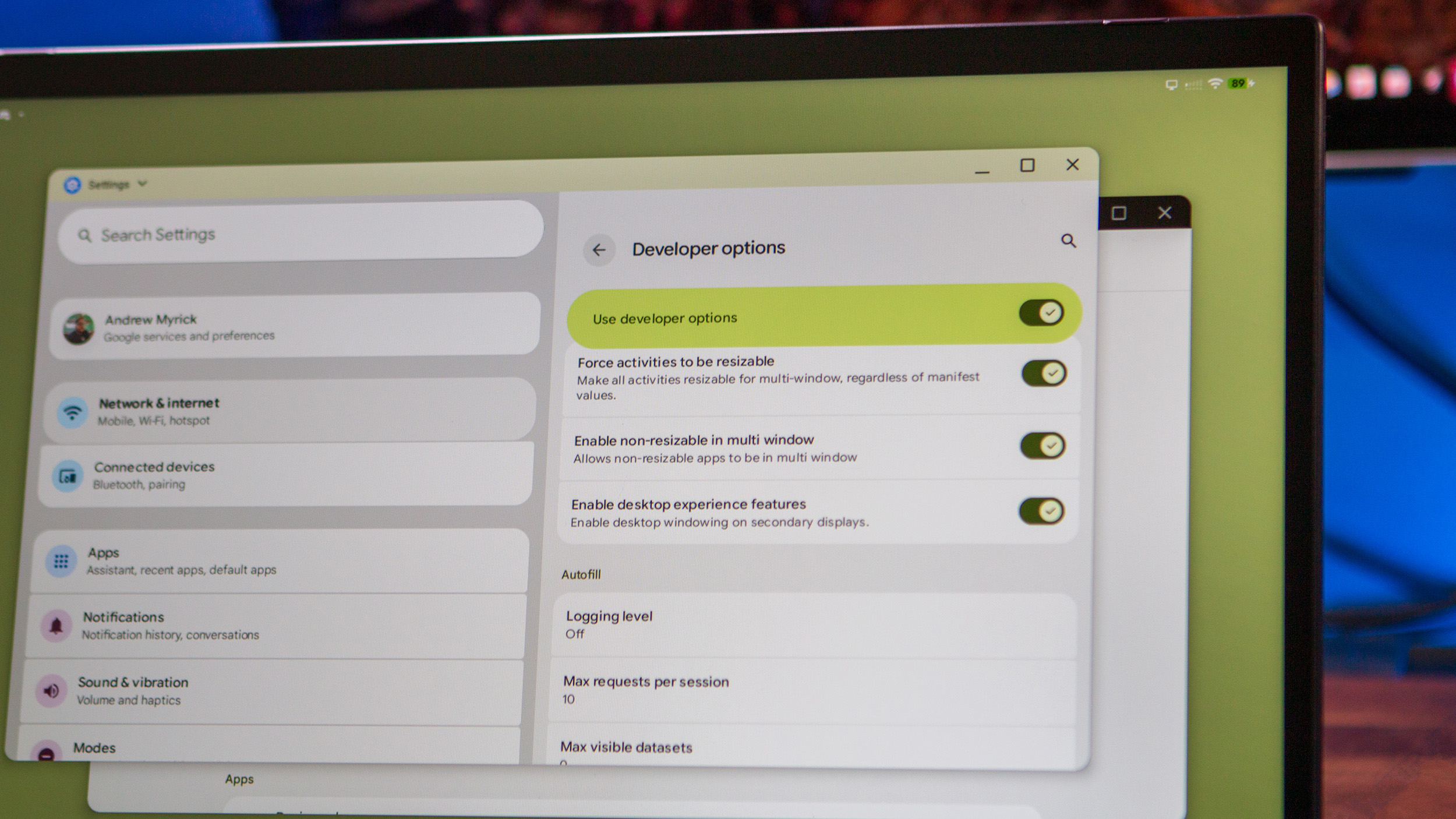 Developer Options to enable Desktop Mode in Android 16 QPR1 Beta 2