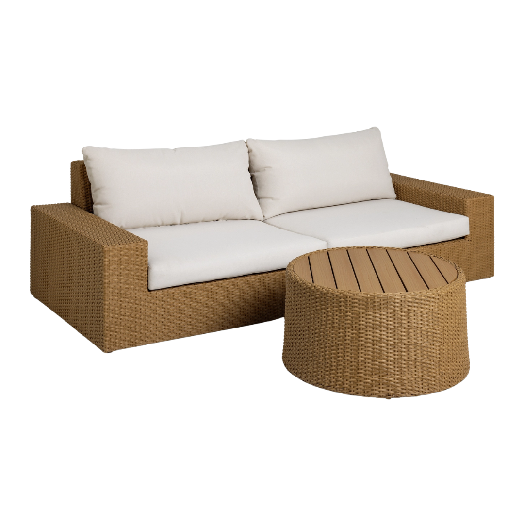 Habitat June 3 Seater Rattan Effect Garden Sofa Set - Brown