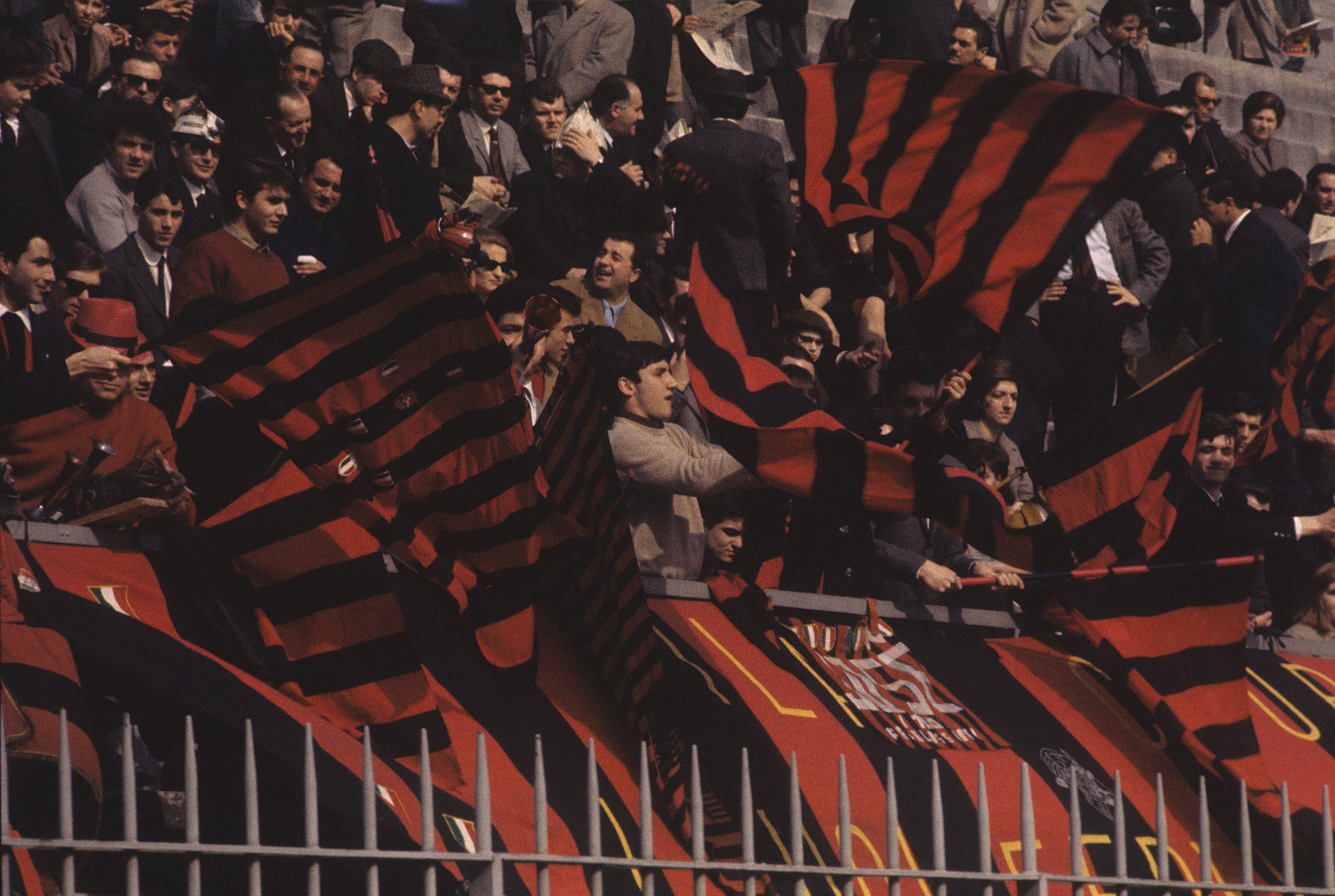 AC Milan fans during a derby against Inter in 1965.