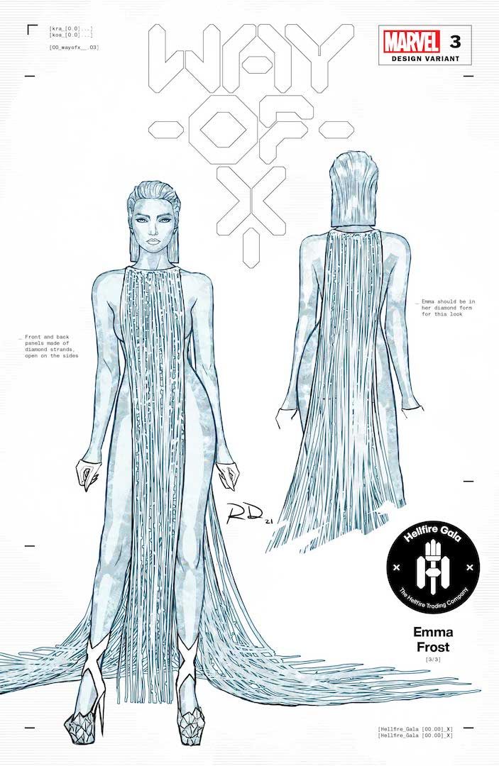 Hellfire Gala outfit designs by Russell Dauterman