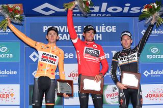 The final podium: Tiesj Benoot (Lotto Soudal), Greg Van Avermaet (BMC) and Gaetan Bille (Verandas Willems Cycling Team)