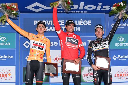 The final podium: Tiesj Benoot (Lotto Soudal), Greg Van Avermaet (BMC) and Gaetan Bille (Verandas Willems Cycling Team)