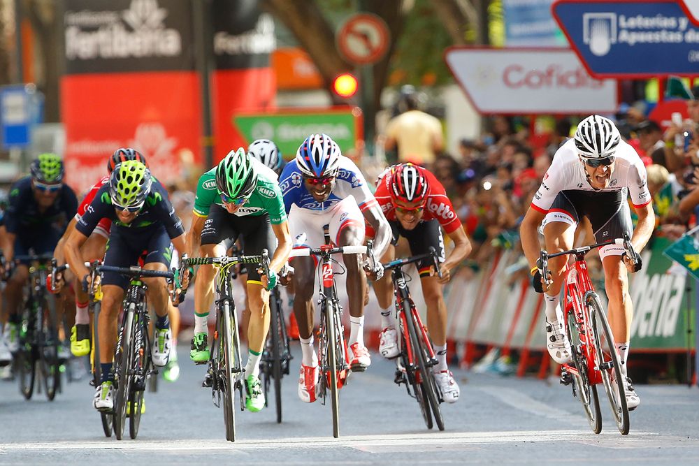 Jasper Stuyven (Trek Factory Racing) kicks for the line