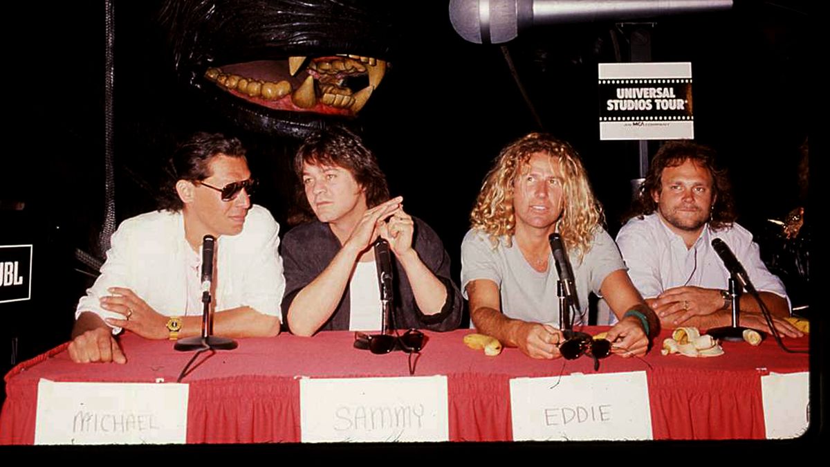 (L-R) Alex Van Halen, Eddie Van Halen, Sammy Hagar and Michael Anthony