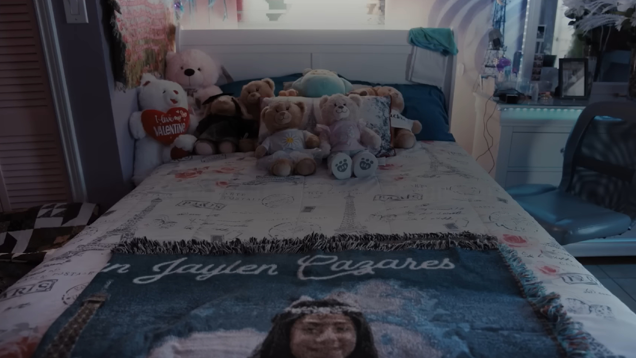 The bedroom of a school shooting victim in All the Empty Rooms