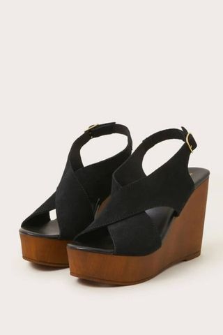 Monsoon Willow suede wedge sandals black