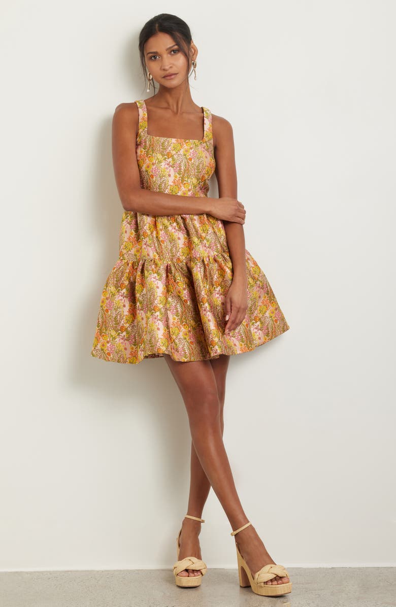Garden Brocade Fit &amp;amp; Flare Minidress