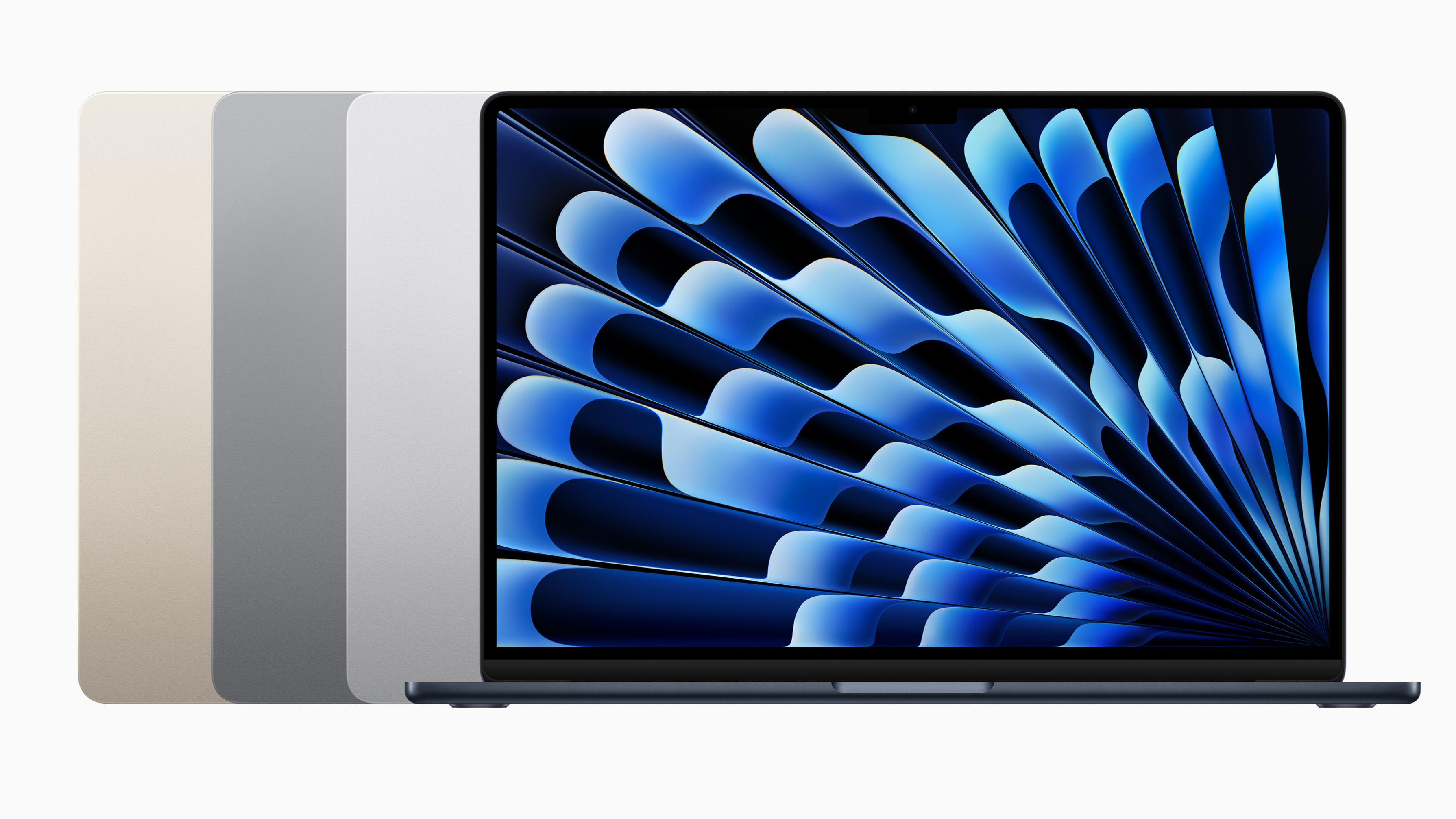 Press shots of the MacBook Air 15-inch laptop with screen open