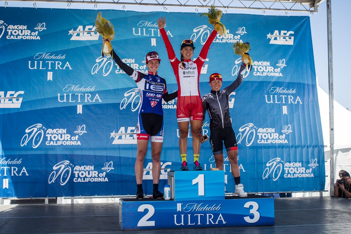 Today's top three on the stage.