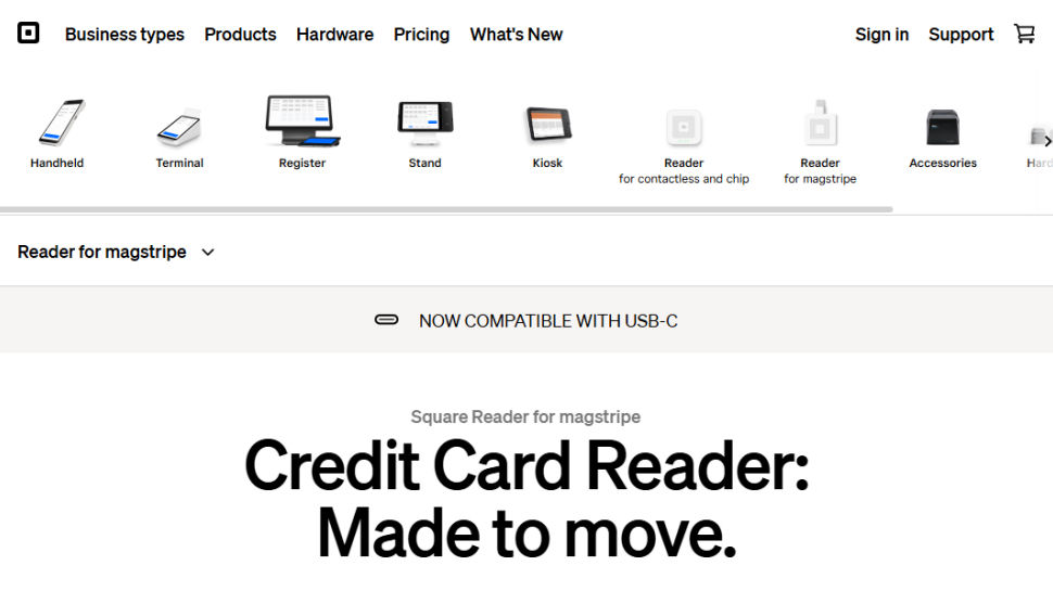 Square website screenshot (May 2025)