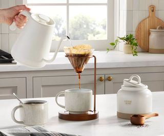 Magnolia Hearth & Hand pour-over coffee maker and gooseneck kettle
