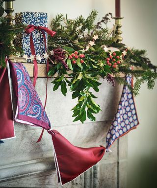 Budget christmas decorating ideas garland made of scarves