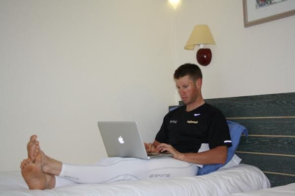 Every rider brings their laptop to the Tour. It's the easiest way to keep in touch with those outside of the race and helps them switch off
