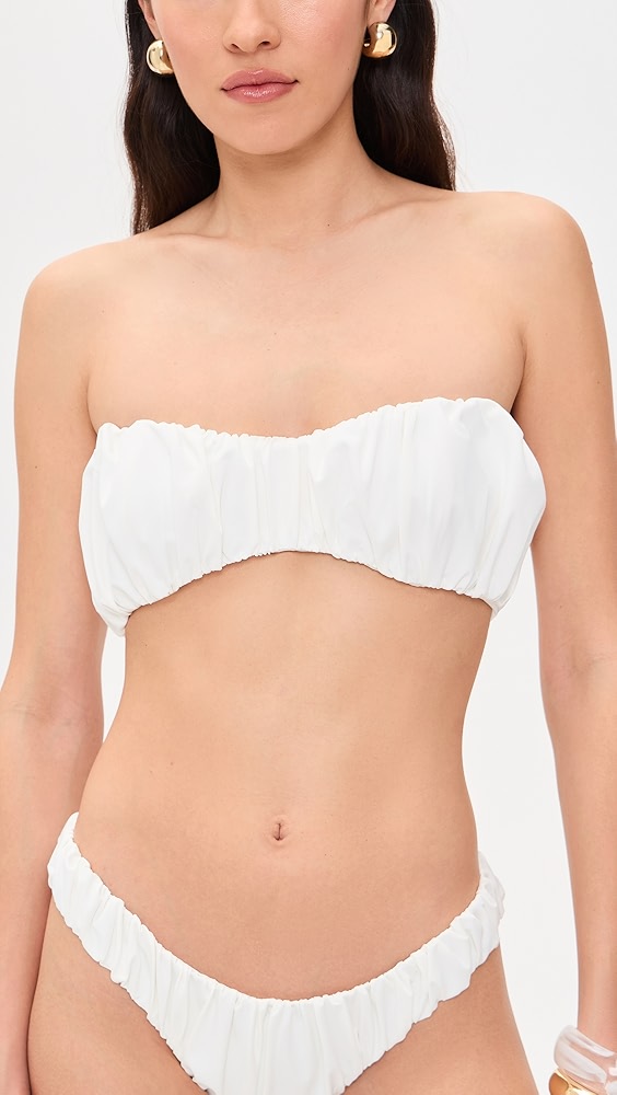 Caroline Constas Leila Ruched Bikini Top