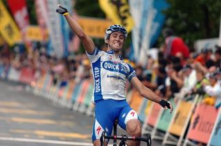 Spain's Carlos Barredo(Quick Step) celebrates winning Clásica San Sebastián, his country's most prestigious single-day race.