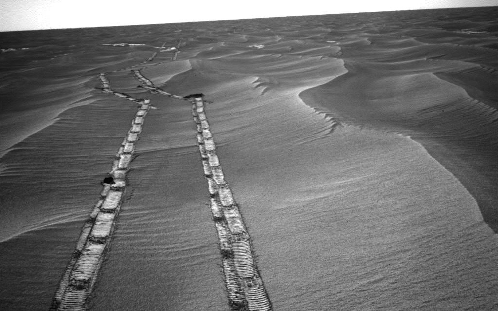 Mars Exploration Rover Opportunity Looks Back