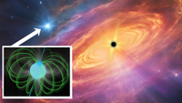 An illustration of a pulsar lurking in Galactic Center close to the supermassive black hole Sgr A*