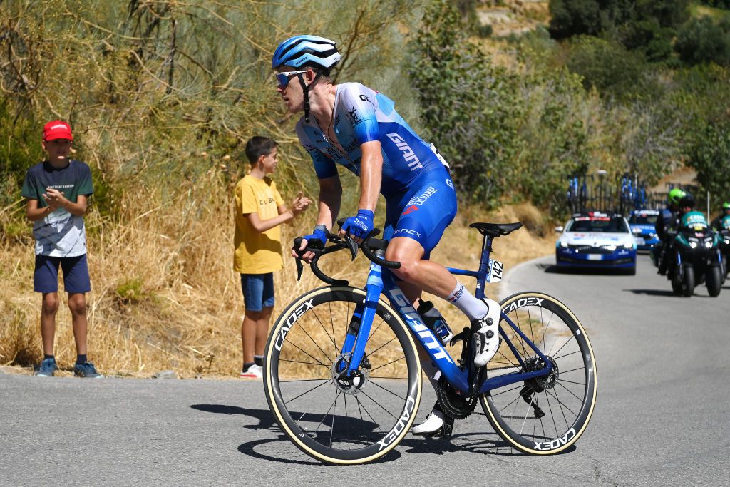 SIERRA NEVADAGRANADA SPAIN SEPTEMBER 04 Lawson Craddock of United States and Team BikeExchange Jayco attacks in the breakaway during the 77th Tour of Spain 2022 Stage 15 a 1526km stage from Martos to Sierra Nevada Granada 2507m LaVuelta22 WorldTour on September 04 2022 in Sierra Nevada Spain Photo by Justin SetterfieldGetty Images