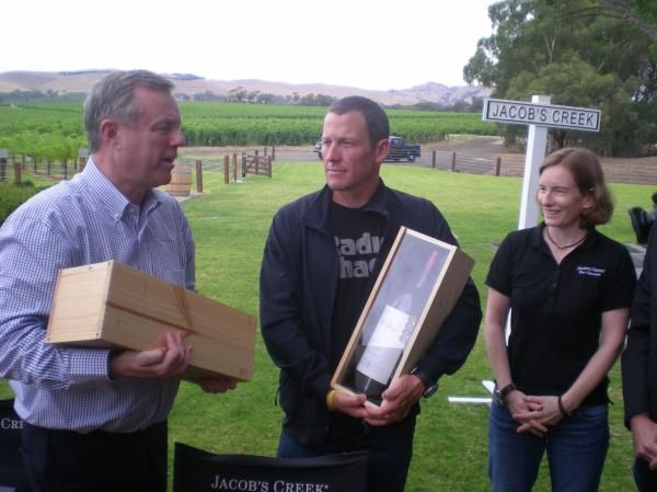Former race sponsor Jacob's Creek donate wine to the man who donates money to the victims of the floods