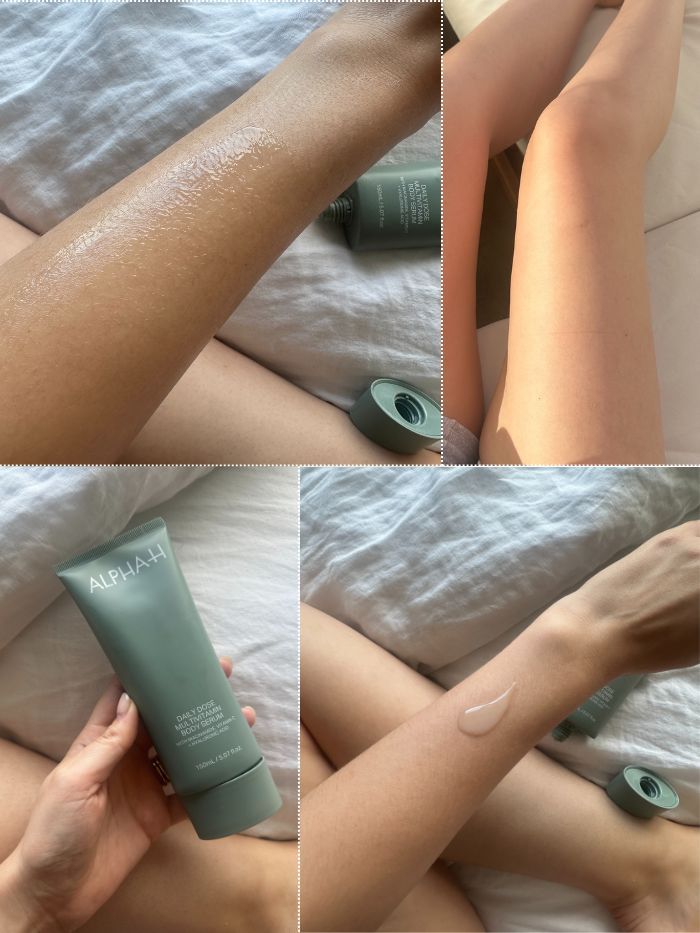Shannon Lawlor using Alpha-H Daily Dose Multivitamin Body Serum