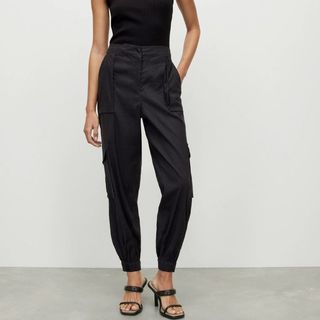 All Saints Frieda Linen Mix Relaxed Cargo Trousers