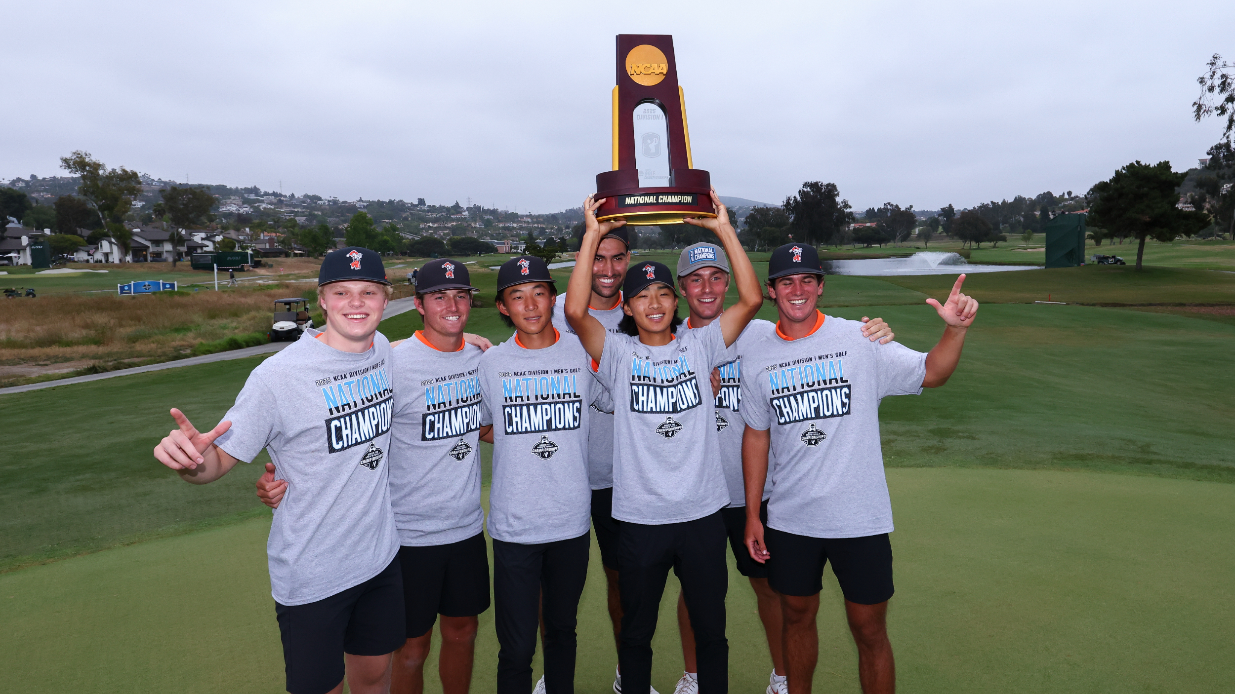 Oklahoma State with the NCAA Division I Men's Golf Championship trophy