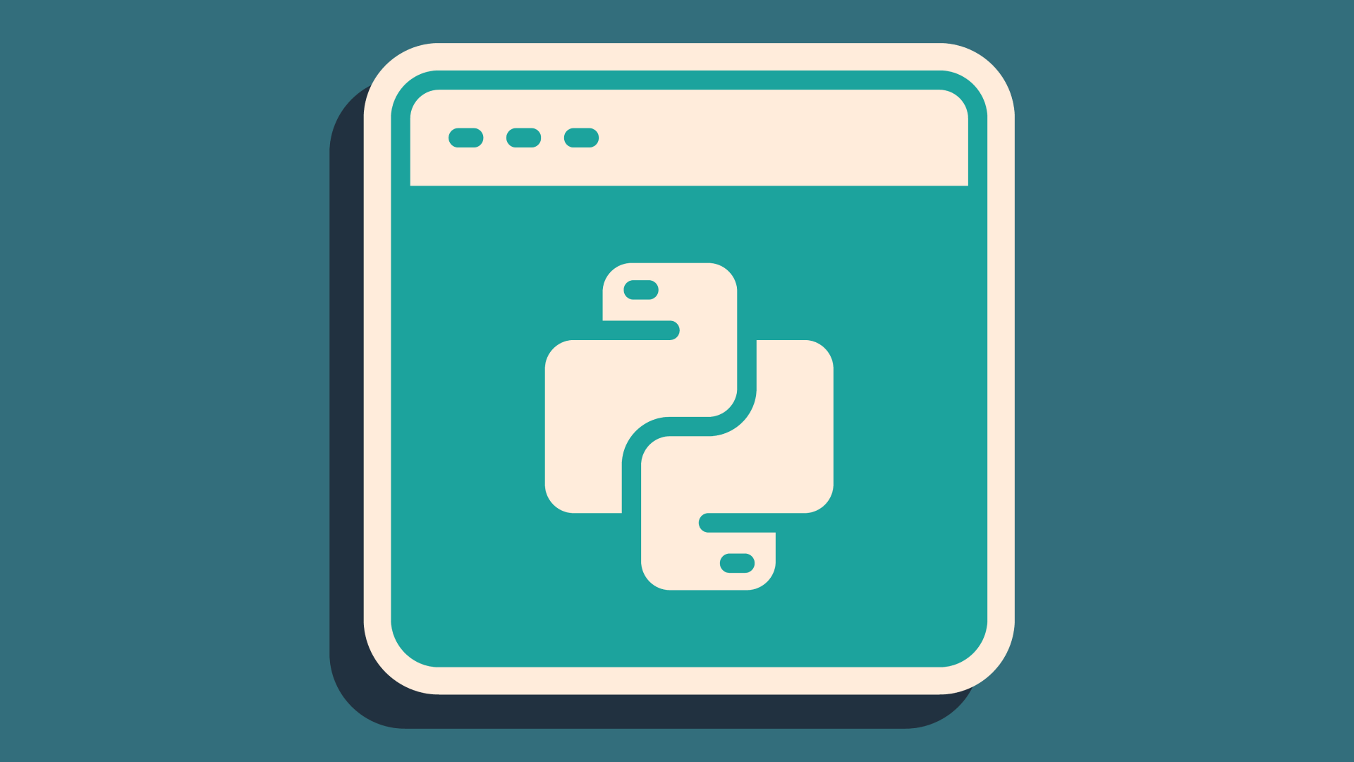 Green Python programming language icon isolated on green background. Python coding language sign on browser. Device, programming, developing concept. Long shadow style. Vector.