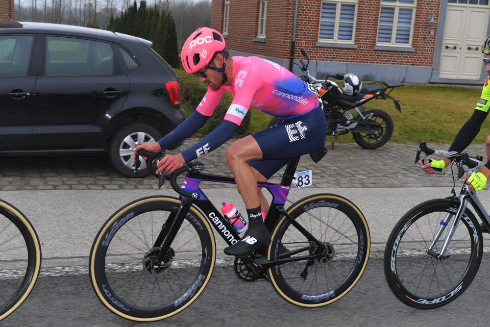 Alex Howes (EF Education First) drives the break in Omloop Het Nieuwsblad