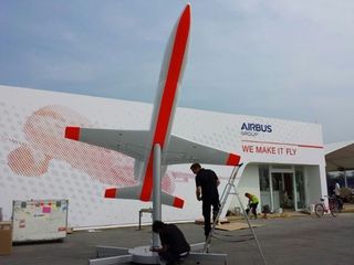 A scale-model prototype of Airbus' Spaceplane on display at the Singapore Airshow in February 2014.